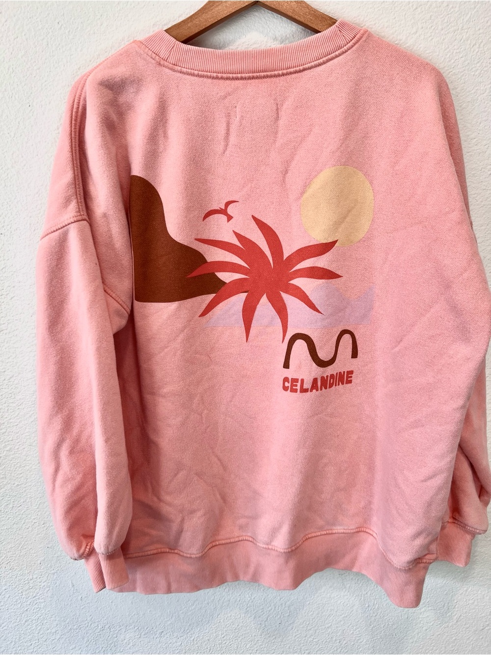 Celandine Oversized Pink Graphic Crew Sweatshirt